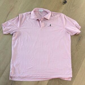 Peter Millar Men's salmon Striped Polo Shirt XXL Mountain Top